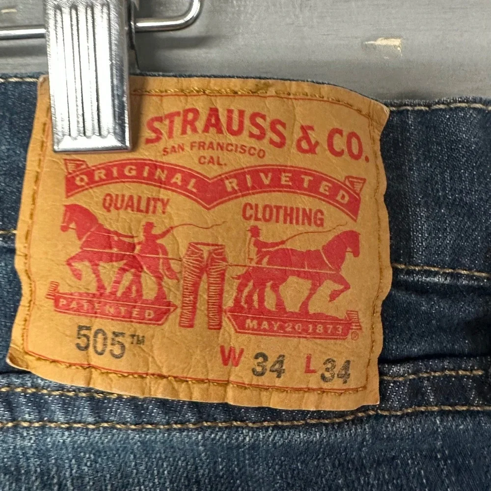 Levi Strauss 505 Mens Jeans W34 L34 Blue Straight‎ Fit Denim Pants